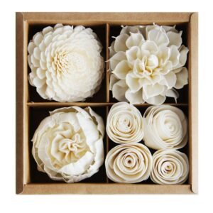 Mixed White Sola Flower with Cotton Wick Diffuser Set for Home Fragrance