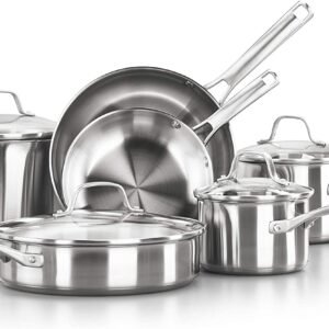 10-Piece Pots and Pans Set, Stainless Steel Kitchen Cookware